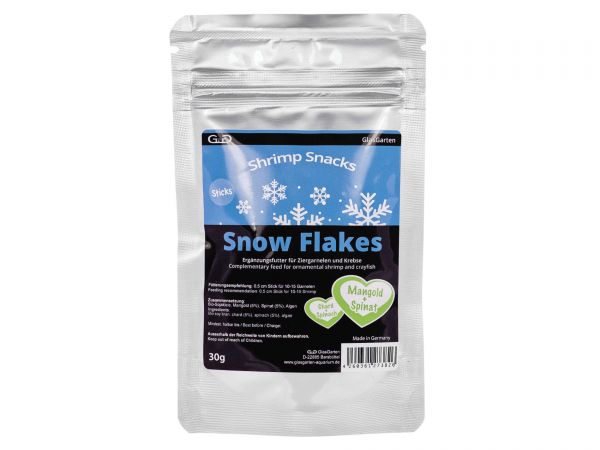 GlasGarten - Garnelenfutter Shrimp Snacks Snow Flakes, Mangold & Spinat, 30g