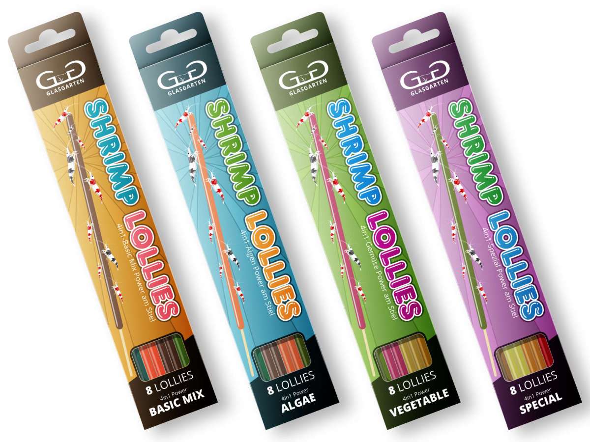 ShrimpTastic Lollies Set - 50 Stück Garnelenfutter Mit Paprika, Brennnessel & Artemia